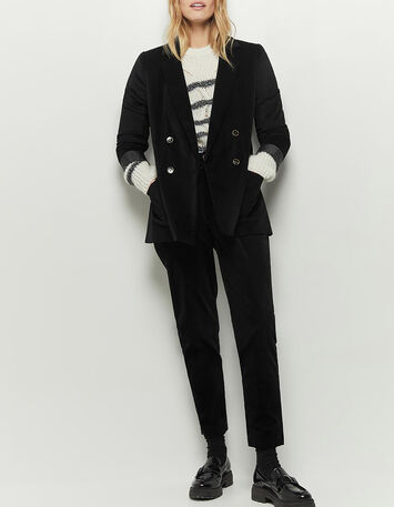 VERONA - Veste de costume noire en velours-2