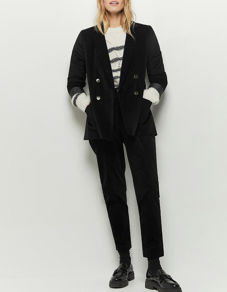 VERONA - Veste de costume noire en velours-2