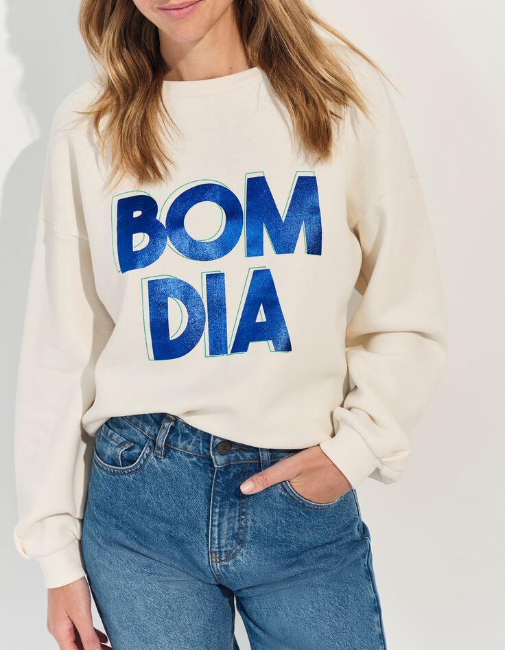 MIDI - Sweat blanc message m&eacute;tallis&eacute; -4