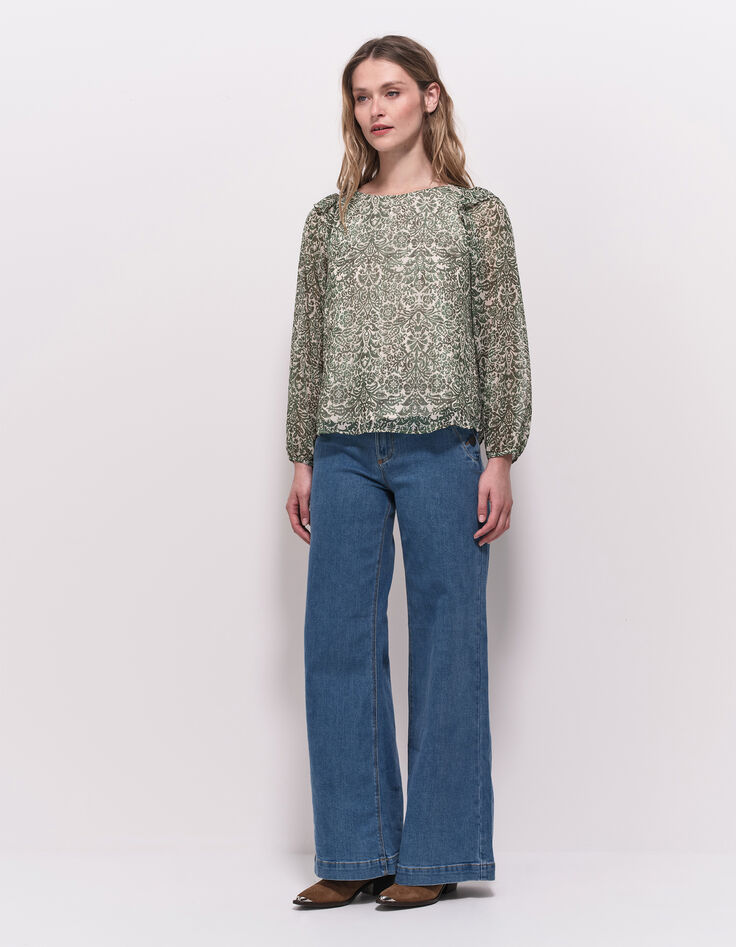 CAMPBELL - Blouse écrue imprimé romance baroque-7
