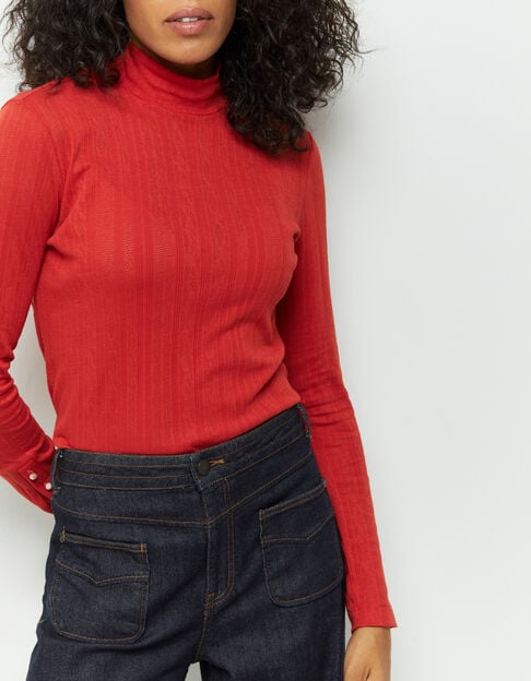 MALORY - T-shirt rouge maille Pointelle - One Step