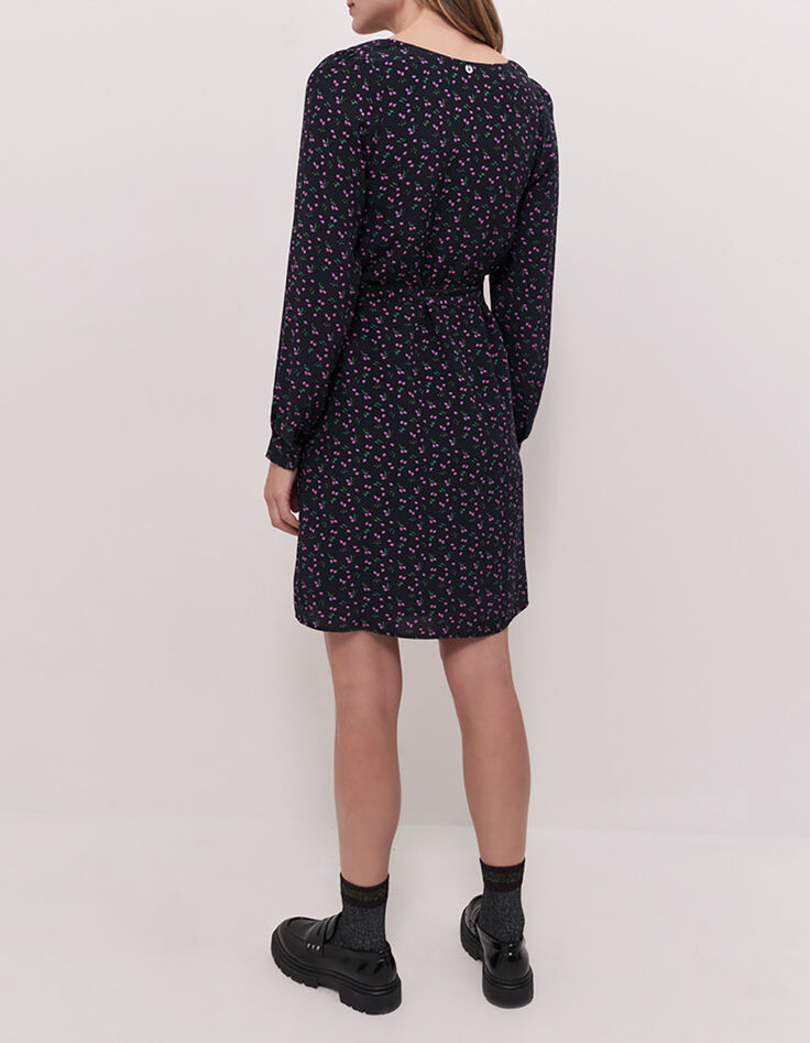 RAYA - Robe longue marine à imprimé floral arty-3