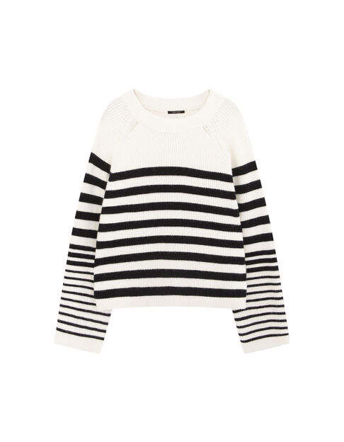 TANIA  - Pull marini&egrave;re ivoire tricot motif rayures noires - One Step