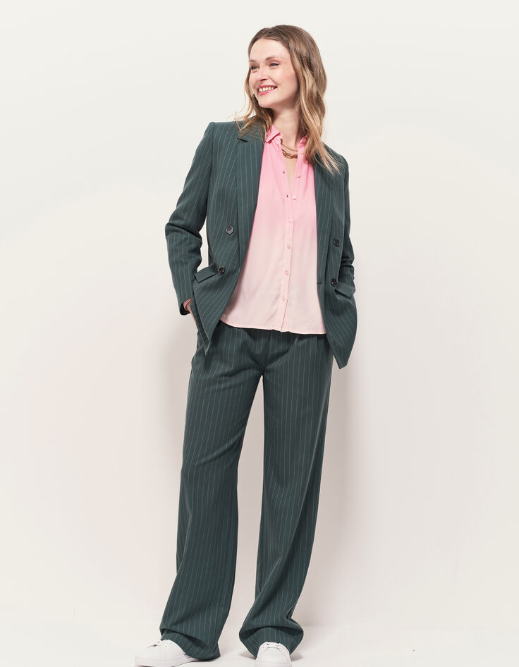 VANDA - Veste de costume verte motif rayures tennis-2