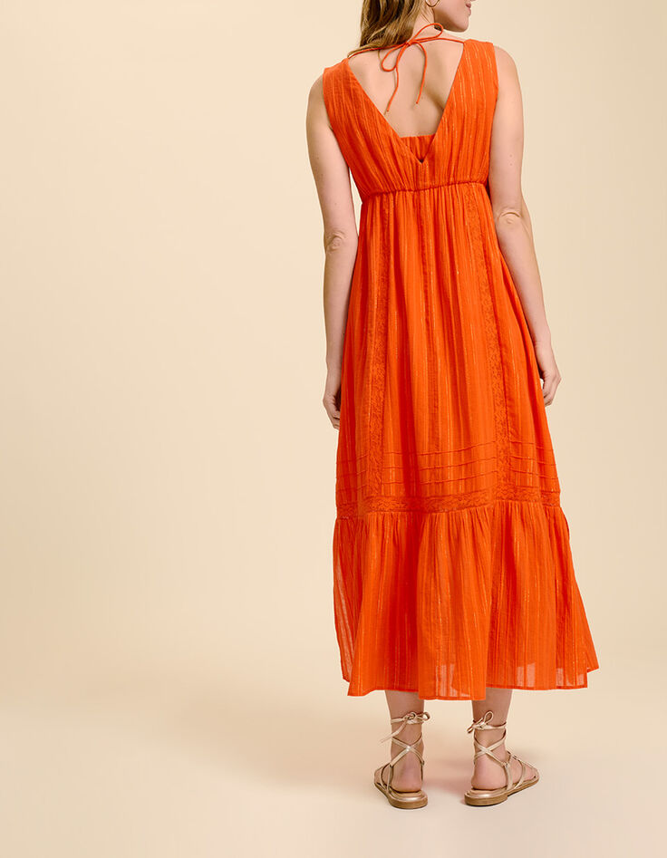 REACH - Robe longue orange foncé à rayures lurex-2