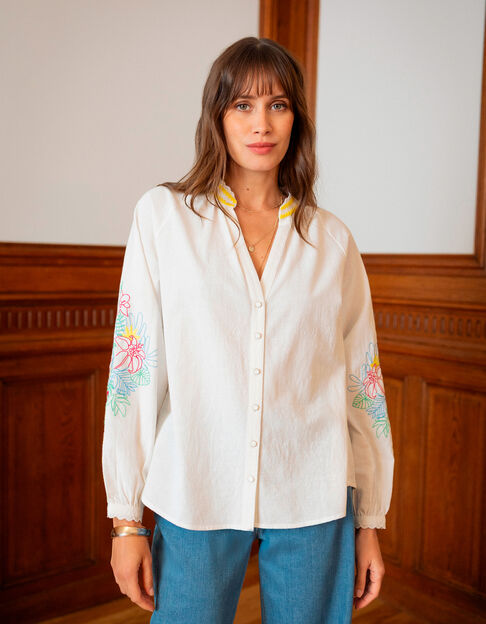 CORACAO - Chemise blanche broderies placées  - One Step