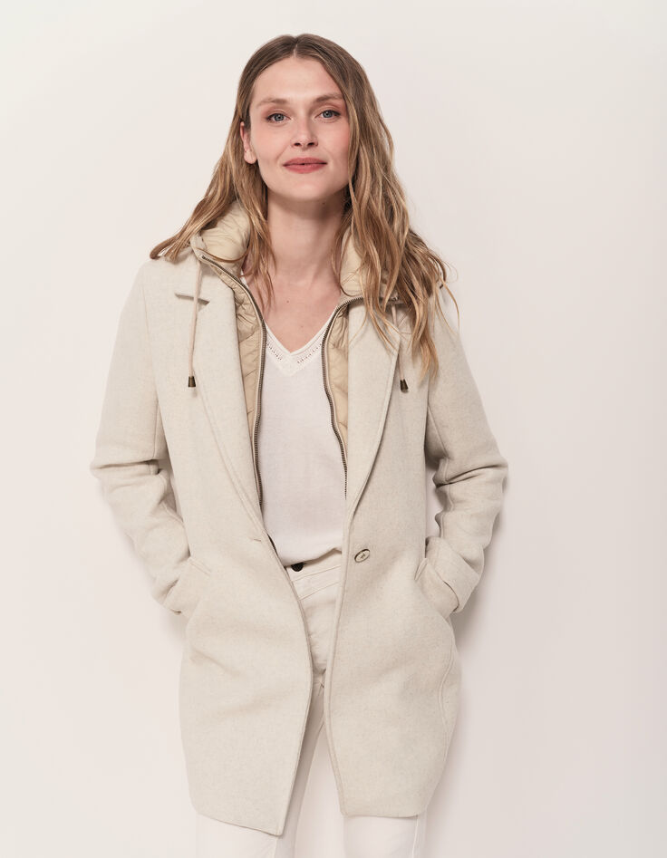 DIAMOND - Manteau beige avec parementure amovible-2