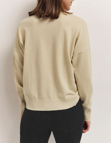 TRACY - Pull coloris platine en tricot fantaisie-2
