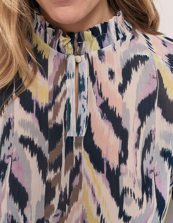 CARTER - Top écru à imprimé ikat luminescent-5