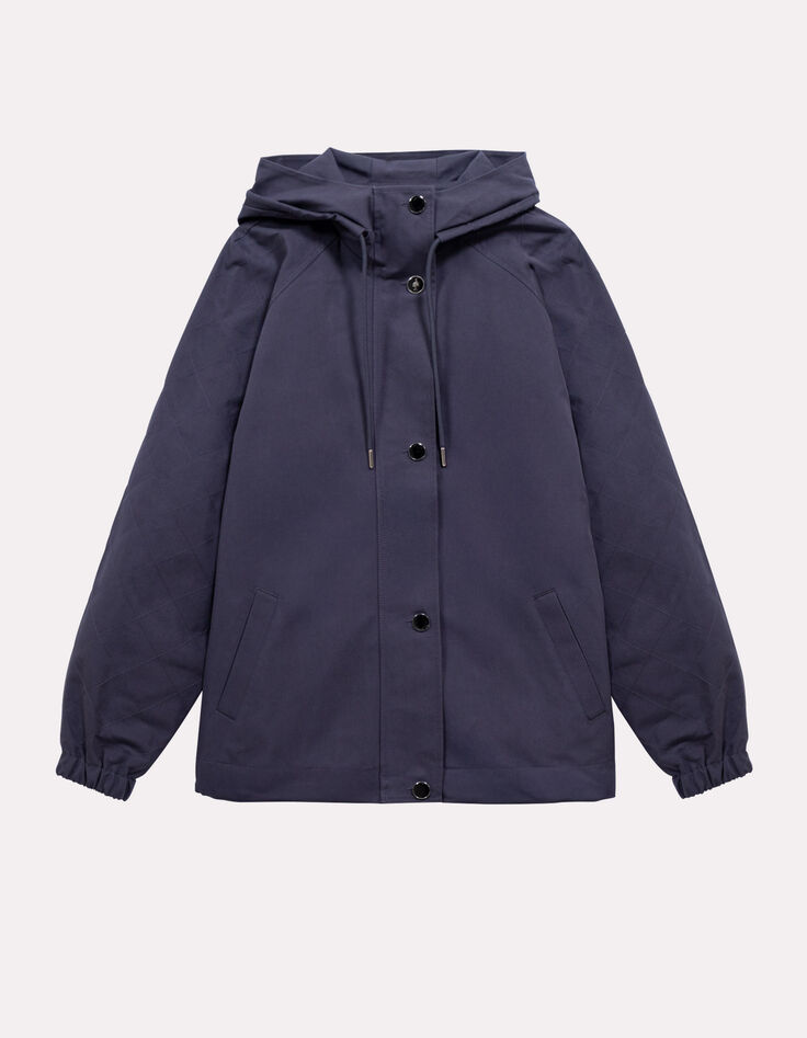 DYMAS - Parka courte marine avec capuche et zips c&ocirc;t&eacute;s-1