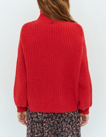 TENERIFE - Pull rouge en tricot fantaisie-3