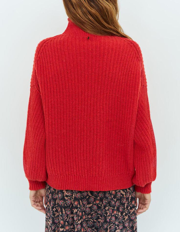 TENERIFE - Pull rouge en tricot fantaisie-3