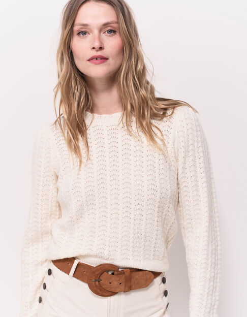 TILLEUL - Pull écru tricot fantaisie - One Step