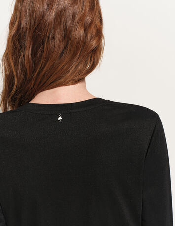 MAKYA - T-shirt  manches longues noir maille irisée-7