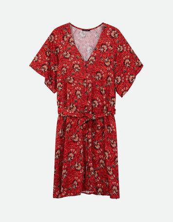 RADKA - Robe orange imprimé floral d'été -6