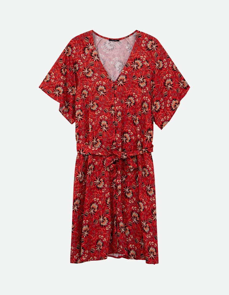 RADKA - Robe orange imprimé floral d'été -6