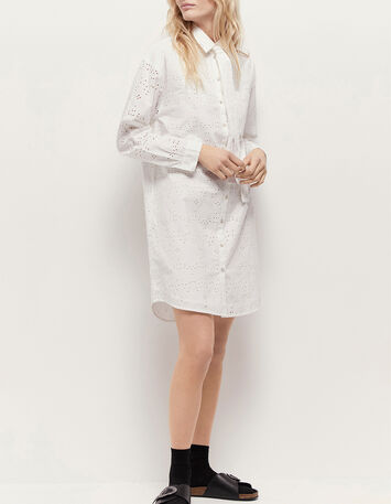ROMEA - Robe chemise écrue en broderie anglaise-2
