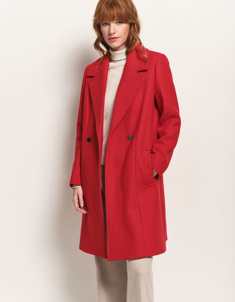 DEANA - Manteau rouge drap de laine - One Step