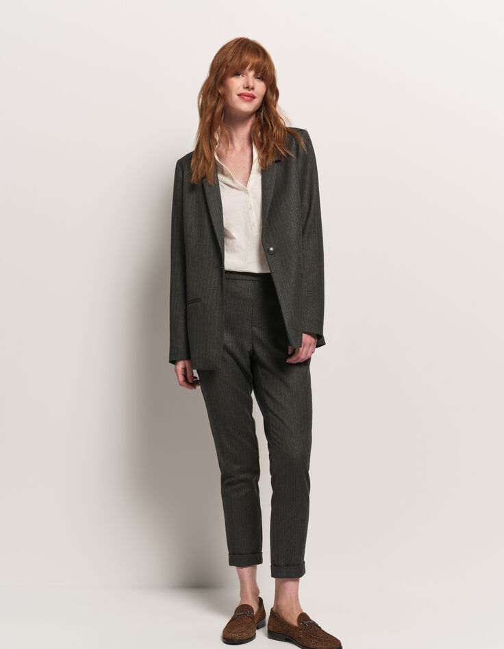 VANITY - Veste de costume gris motif rayures lurex-2
