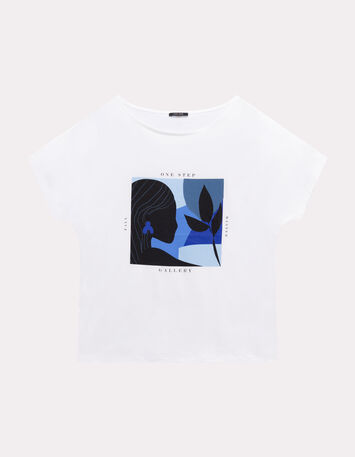 MAGICA - T-shirt écru coton bio danseuse bleue revisitée-6