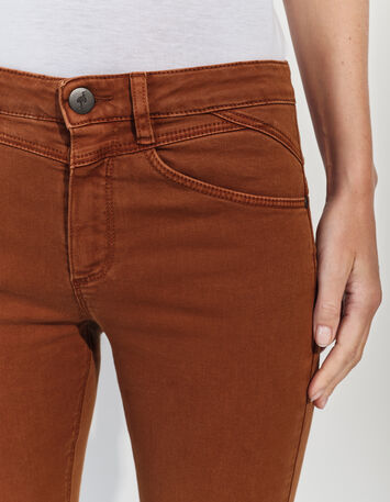 LE INDI - Jean slim marron effet push up 7/8ème -4