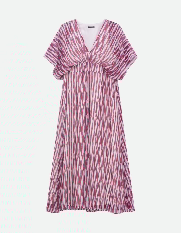 ROSARIO - Robe violette polyester recycl&eacute; rayures floues -5