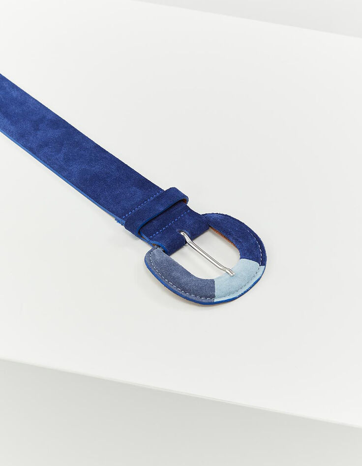 AEBI - Ceinture cobalt cuir velours à boucle 3 bleus-2