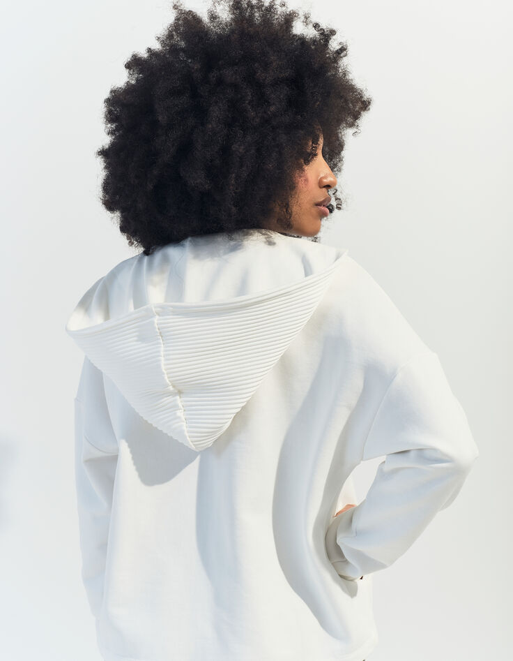 MONTES - Cardigan blanc molleton capuche fantaisie -4