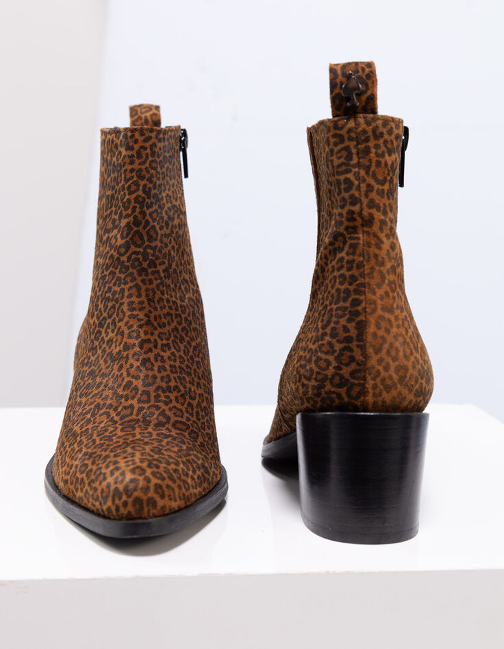 O.JOLY - Boots marron cuir velours effet léopard-4