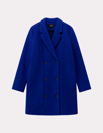 DATURA - Manteau bleu laine bouillie-6