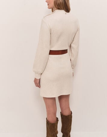 RAVEN - Robe écrue maille Interlock côtes plates-3