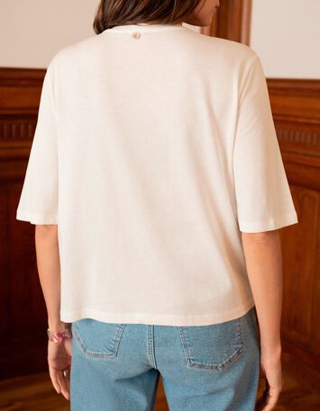 MAMBO - T-shirt blanc visuel palmier fluo -2