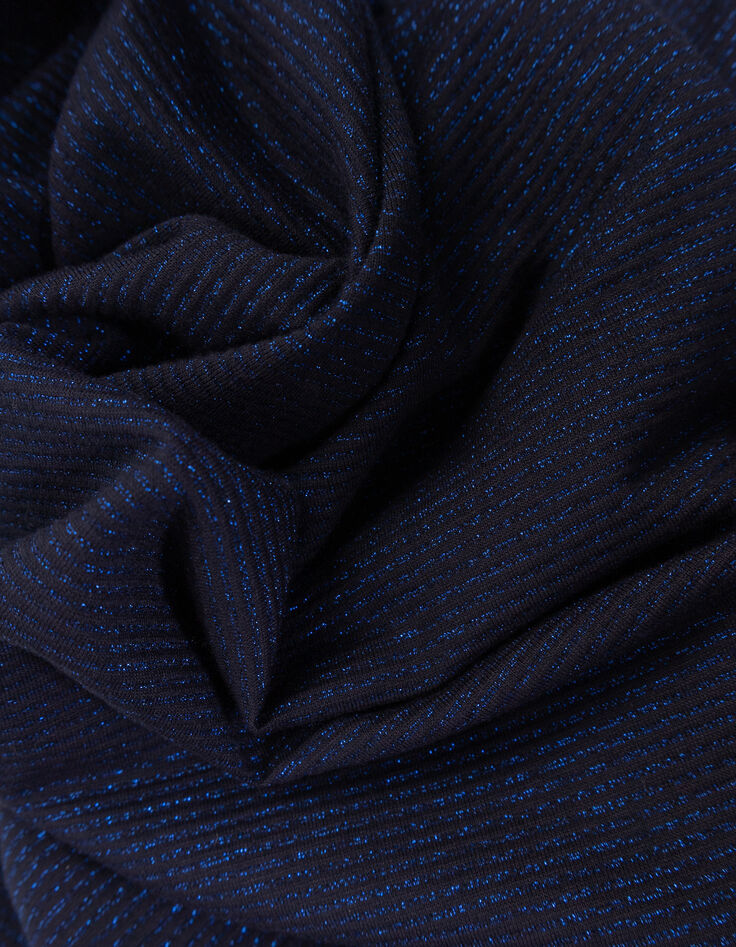 MADLY - T-shirt bleu fines rayures pailletées-4 MADLY - T-shirt bleu fines rayures pailletées-4
