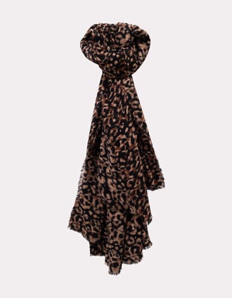 ARIA - Echarpe noire imprimé léopard