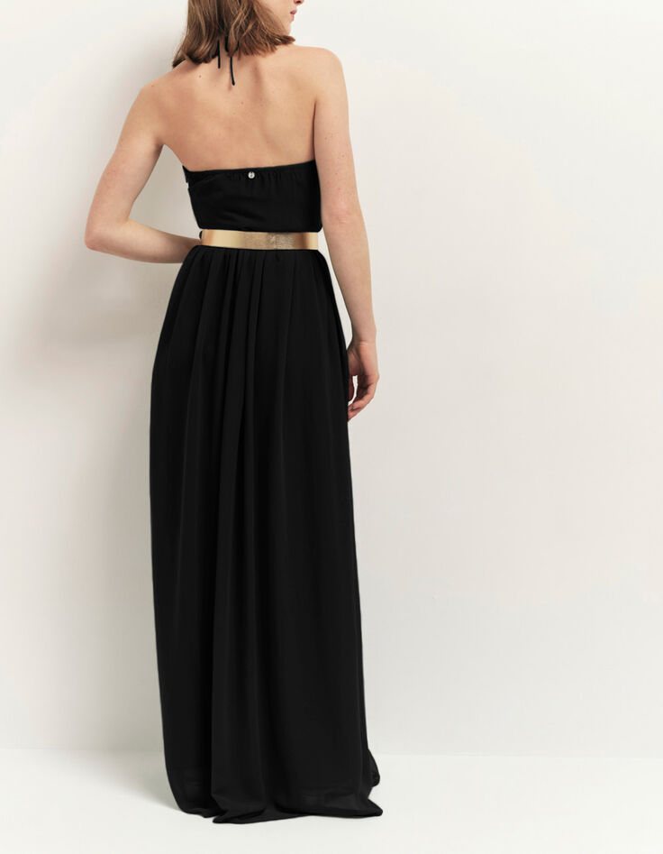 RHODES - Robe bustier longue noire recyclée bandeau plissé-3 RHODES - Robe bustier longue noire recyclée bandeau plissé-3