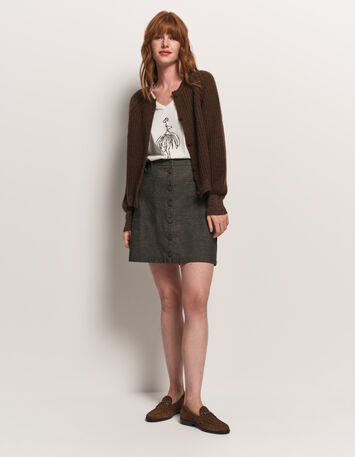 TAHAT - Cardigan marron tricot boutons recouverts-2