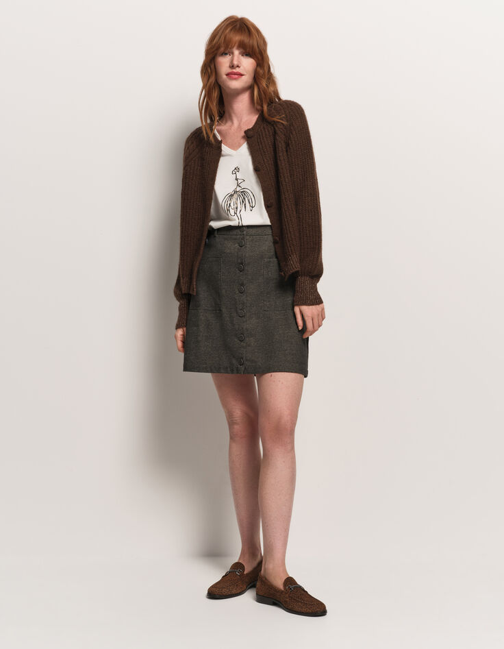 TAHAT - Cardigan marron tricot boutons recouverts-2