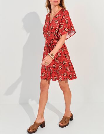 RADKA - Robe orange imprim&eacute; floral d'&eacute;t&eacute; -7