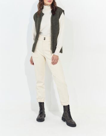 TESSA - Cardigan kaki sans manches tricot lurex-4