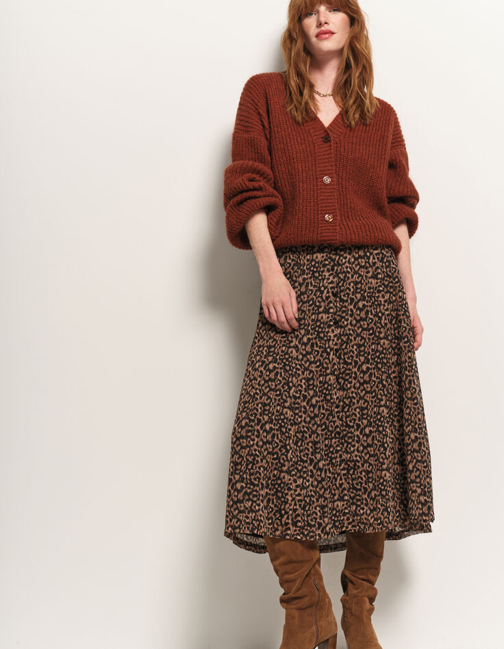 TREFLE - Cardigan marron tricot réversible devant/dos-2 TREFLE - Cardigan marron tricot réversible devant/dos-2