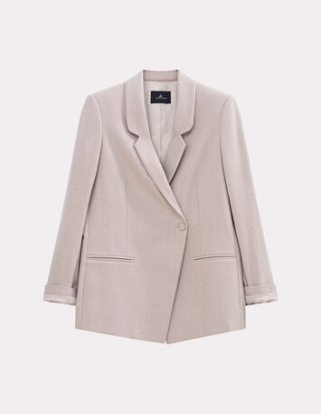 VIGG - Veste de costume beige boutonnage asymétrique-6