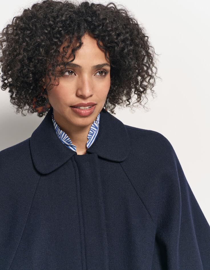 DORIA - Manteau cape marine drap de laine fantaisie-5