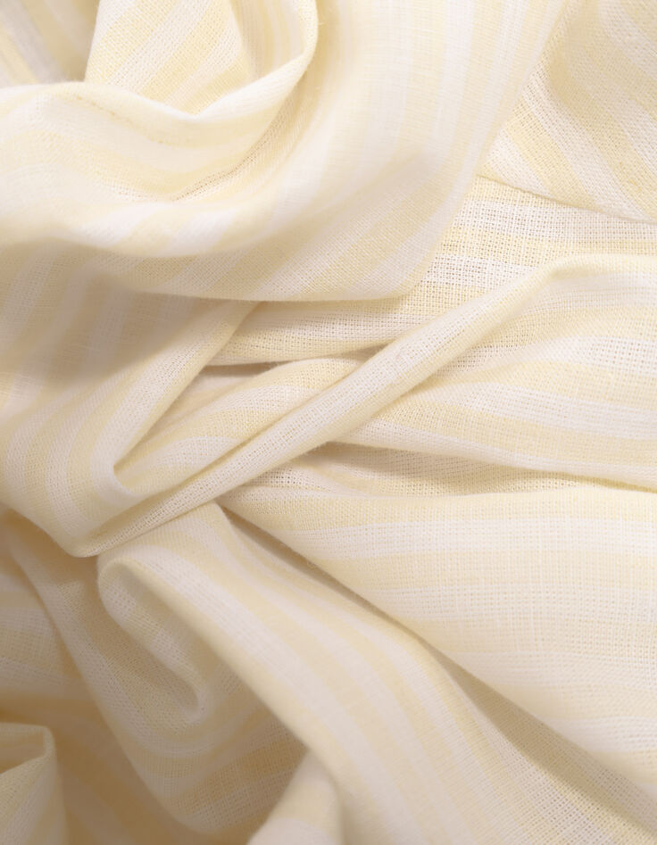 COLBY - Chemise ray&eacute;e jaune col et poignets contrast&eacute;s-4