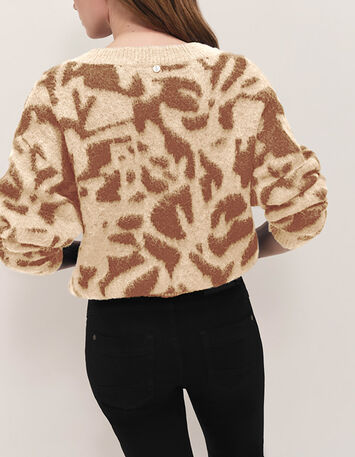 TAMAR - Cardigan beige à motif réversible devant/dos-3