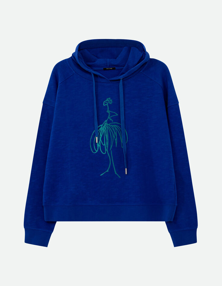 MANORI - Sweat bleu coton bio visuel danseuse vert -5