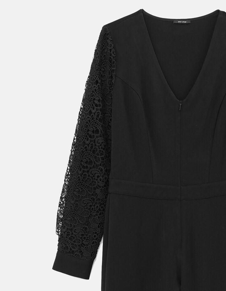 RUFINO - Combi longue noire manches dentelle-2