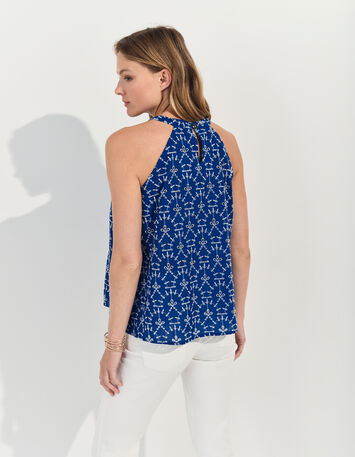 CORTES - Top bleu coton bio broderies all-over -4