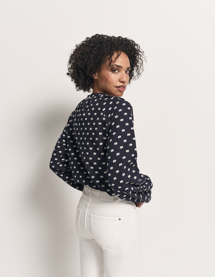 COLOMBE - Blouse marine broderies all over-3
