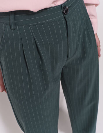 PALMA - Pantalon de costume vert motif rayures tennis-5