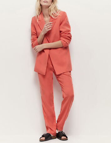VARMA - Veste de costume corail mi-longue-1